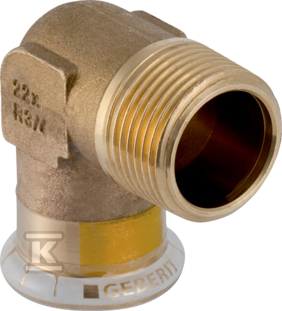 Kolano Geberit Mapress Kupfer Gas przejściowe 90° z gw.zewn. d15-R1/2 34728 - obrazek 1