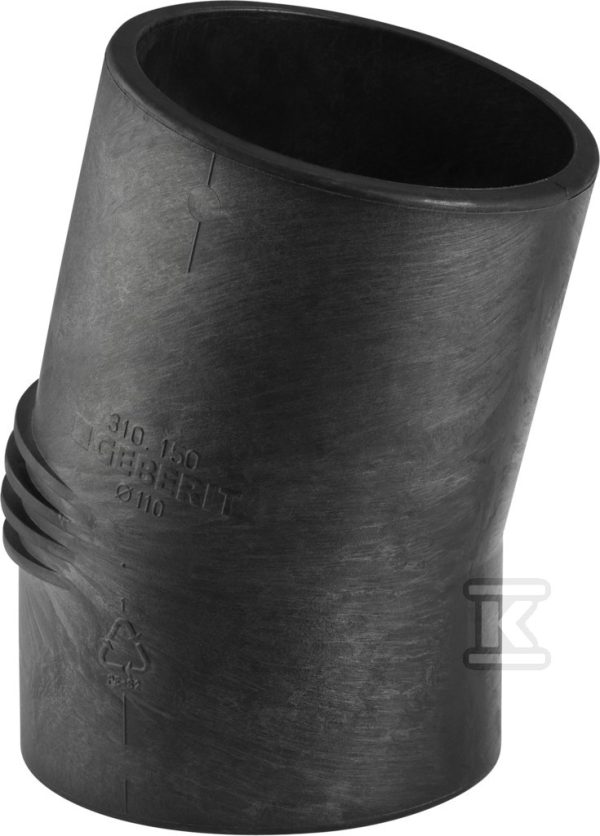 Kolano PE Silent-db20 HT 56/15 krótkie sanitarne, do kanalizacji wewnętrznej niskoszumowej, kolor czarny 305.150.14.1