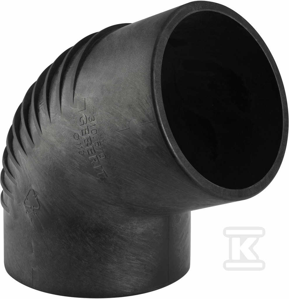 Kolano PE Silent-db20 HT 56/67 krótkie sanitarne, do kanalizacji wewnętrznej niskoszumowej, kolor czarny 305.670.14.1 - obrazek 1