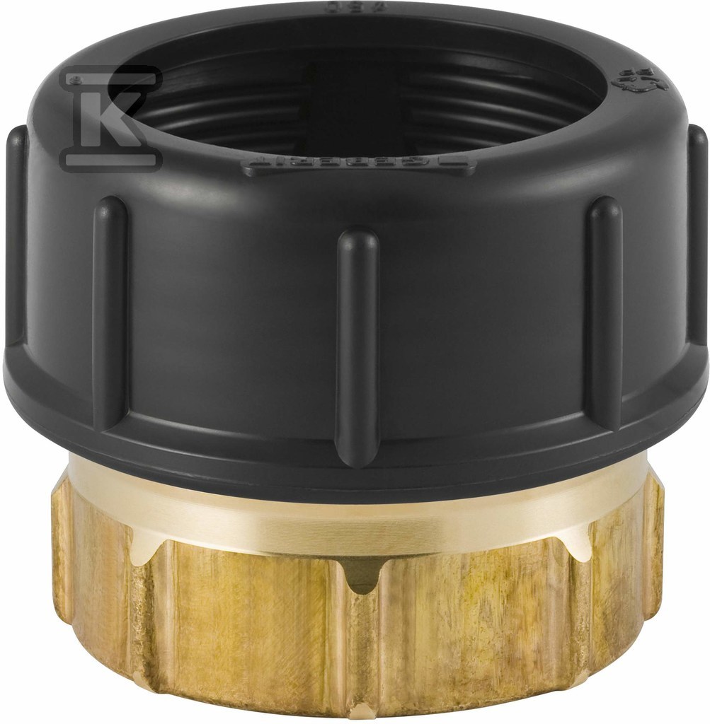 Złączka mosiężna 56xGW2", gwint wewnętrzny, z nakrętką PP i śrubunkiem zaprasowywanym (kanalizacja HDPE) 359.313.00.1 - obrazek 1