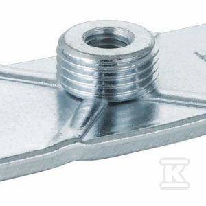 Płytka montażowa z mufą gwintowaną M10xGZ1/2″, gwint zewnętrzny, podłużna 12x4cm, 2 otwory o rozstawie 8.5cm, stalowa ocynkowana (kanalizacja HDPE) 362.851.26.1 Płytka montażowa z mufą gwintowaną M10xGZ1/2″, gwint zewnętrzny, podłużna 12x4cm, 2 otwory o rozstawie 8.5cm, stalowa ocynkowana (kanalizacja HDPE) 362.851.26.1
