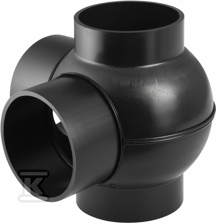 Złączka wielorozgałęźna (4-rozgałęźna) PEHD 88.5st./podejście co 90st. 75x75x75, kolor czarny (kanalizacja HDPE) 365.325.16.1 - obrazek 1