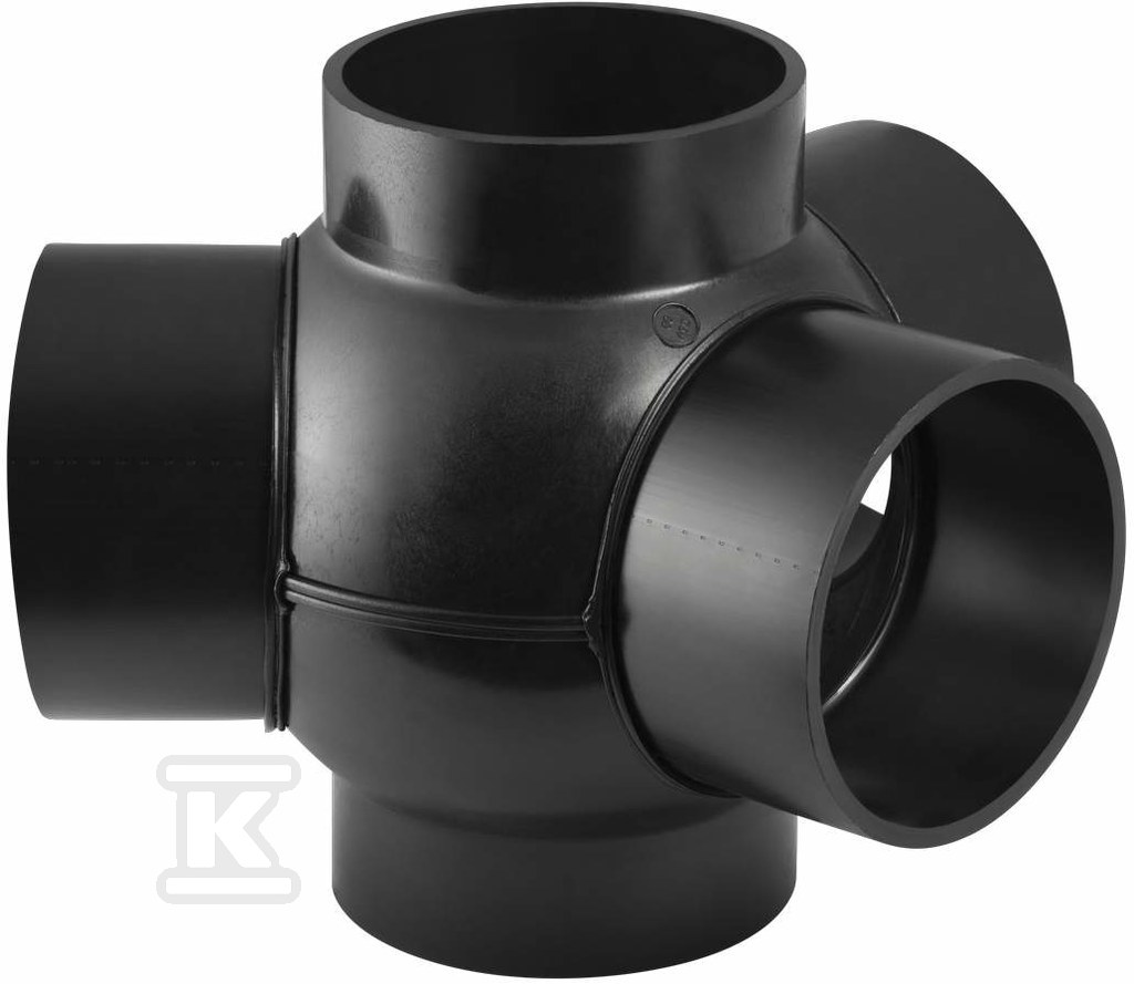 Złączka wielorozgałęźna (5-rozgałęźna) PEHD 88.5st./podejście co 135st. 75x75x75x75, kolor czarny (kanalizacja HDPE) 365.600.16.1 - obrazek 1