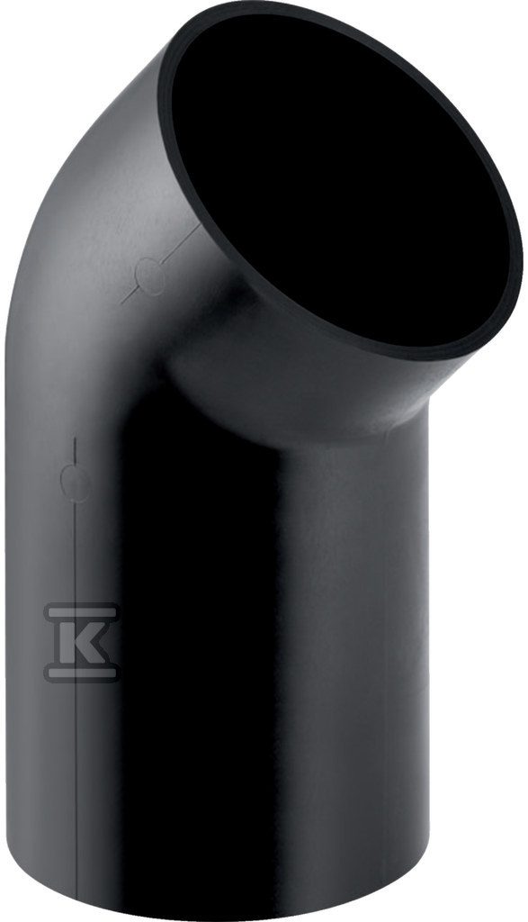 Kolano PEHD 110/45 o wydłużonym końcu, kolor czarny (kanalizacja HDPE) 367.046.16.1