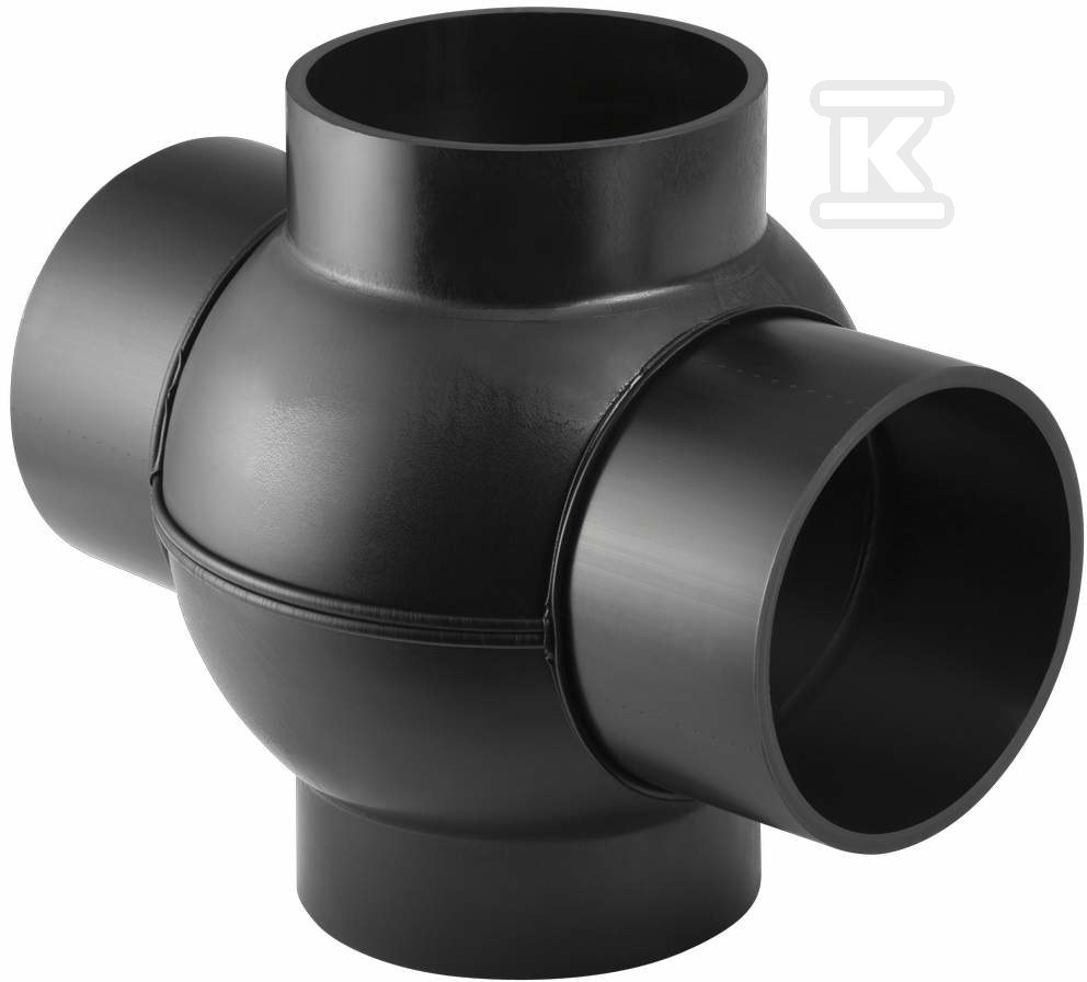 Złączka wielorozgałęźna (4-rozgałęźna) PEHD 88.5st./podejście co 180st. 110x56x56, kolor czarny (kanalizacja HDPE) 367.265.16.1 - obrazek 1