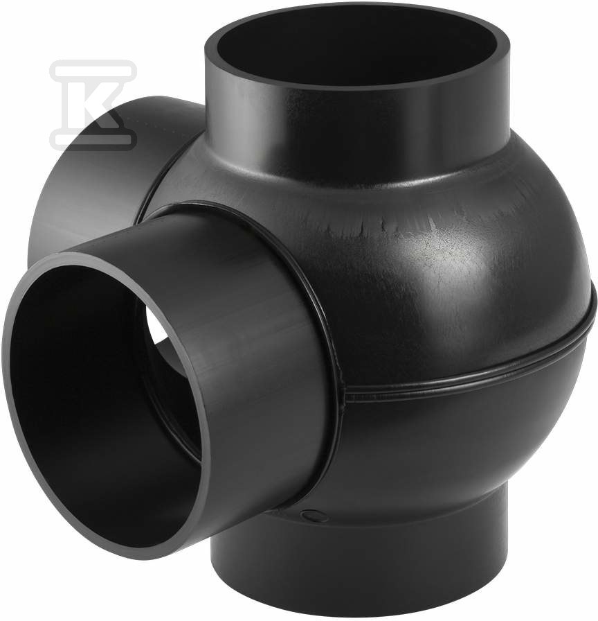 Złączka wielorozgałęźna (4-rozgałęźna) PEHD 88.5st./podejście co 90st. 110x75x75, kolor czarny (kanalizacja HDPE) 367.325.16.1 - obrazek 1