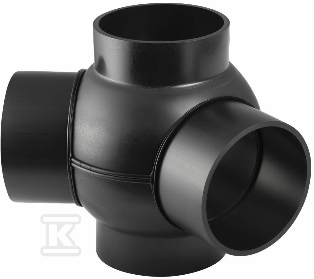 Złączka wielorozgałęźna (4-rozgałęźna) PEHD 88.5st./podejście co 135st. 125x110x110, kolor czarny (kanalizacja HDPE) 368.385.16.1 - obrazek 1