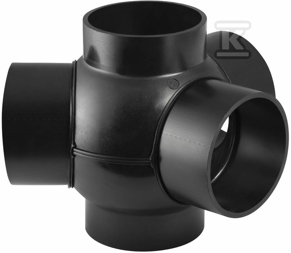 Złączka wielorozgałęźna (5-rozgałęźna) PEHD 88.5st./podejście co 135st. 125x110x110x110, kolor czarny (kanalizacja HDPE) 368.600.16.1 - obrazek 1