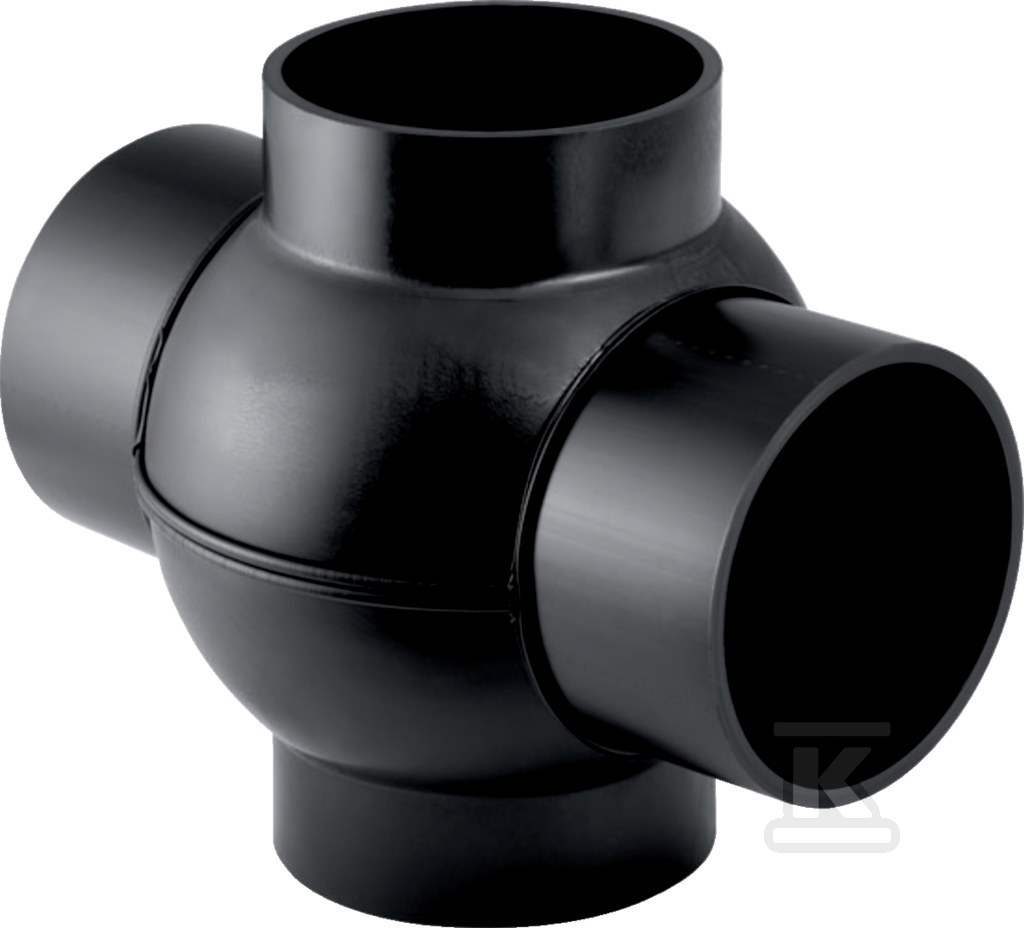 Złączka wielorozgałęźna (4-rozgałęźna) PEHD 88.5st./podejście co 180st. 160x110x110, kolor czarny (kanalizacja HDPE) 369.285.16.1 - obrazek 1