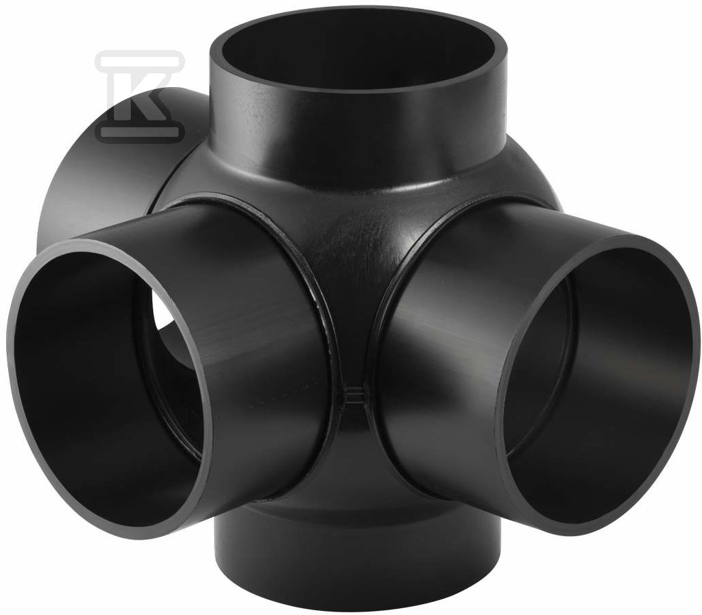 Złączka wielorozgałęźna (5-rozgałęźna) PEHD 88.5st./podejście co 90st. 160x110x110x110, kolor czarny (kanalizacja HDPE) 369.605.16.1 - obrazek 1