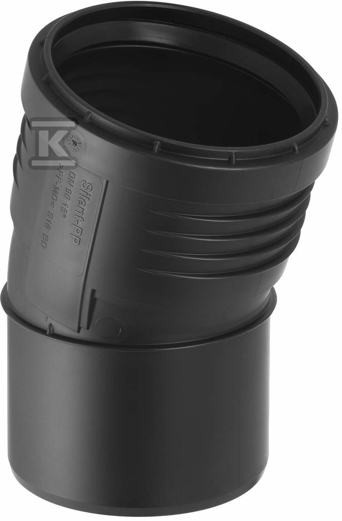 Kolano Silent-PP HT 32/15 sanitarne, do kanalizacji wewnętrznej niskoszumowej, kolor czarny 390.020.14.1 - obrazek 1