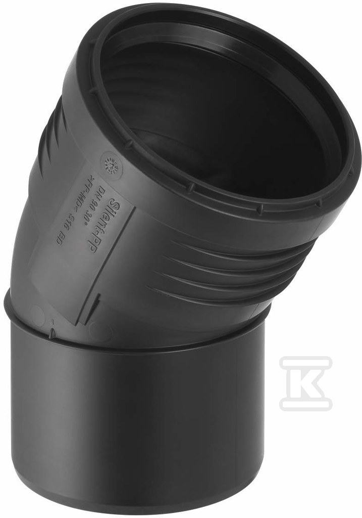 Kolano Silent-PP HT 32/30 sanitarne, do kanalizacji wewnętrznej niskoszumowej, kolor czarny 390.021.14.1 - obrazek 1