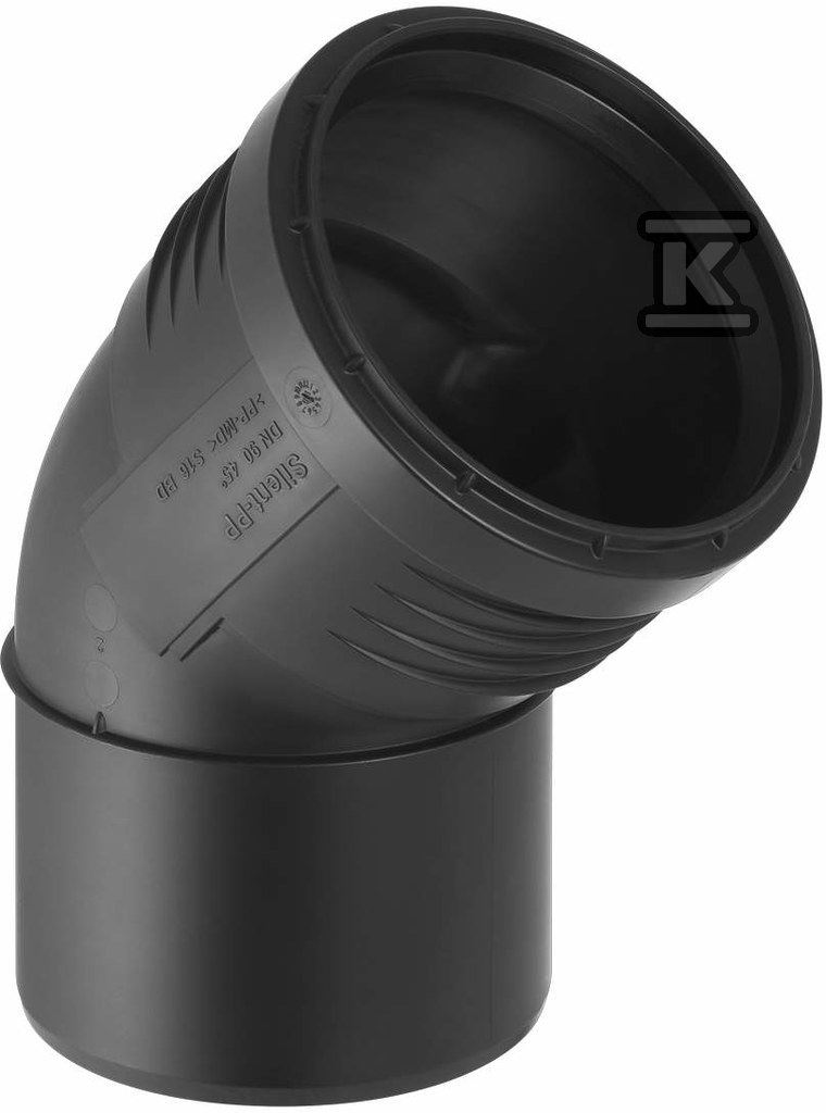 Kolano Silent-PP HT 32/45 sanitarne, do kanalizacji wewnętrznej niskoszumowej, kolor czarny 390.022.14.1 - obrazek 1