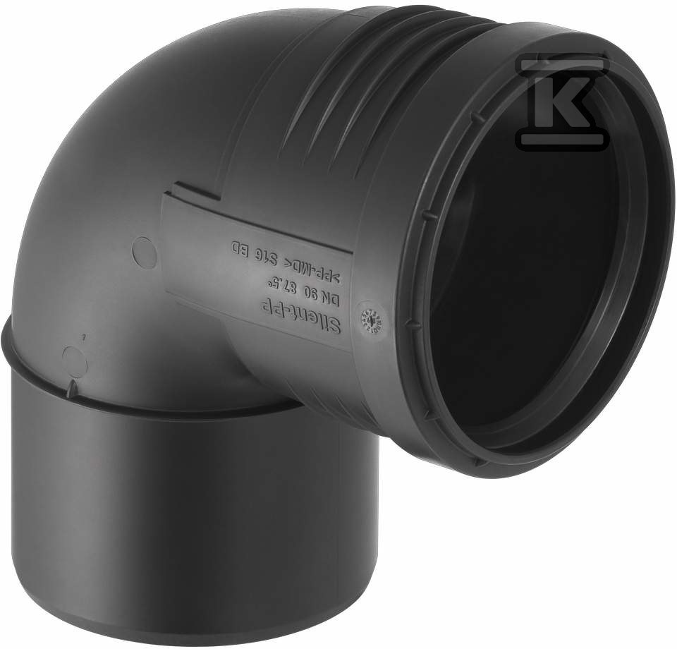 Kolano Silent-PP HT 32/87.5 sanitarne, do kanalizacji wewnętrznej niskoszumowej, kolor czarny 390.024.14.1 - obrazek 1