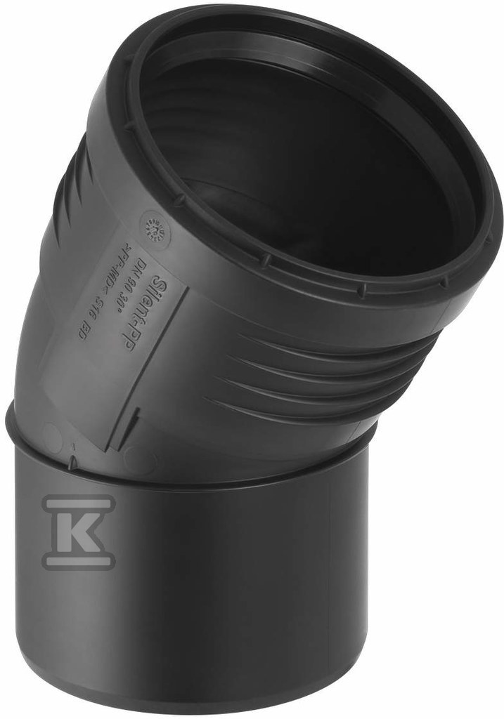 Kolano Silent-PP HT 40/30 sanitarne, do kanalizacji wewnętrznej niskoszumowej, kolor czarny 390.121.14.1 - obrazek 1