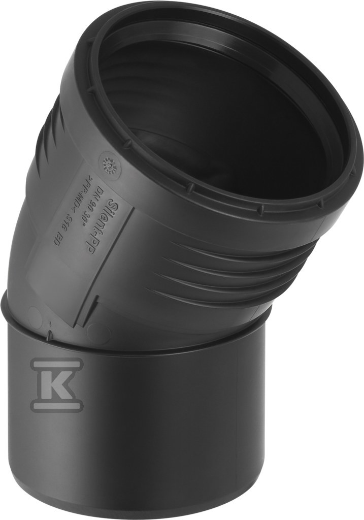 Kolano Silent-PP HT 110/30 sanitarne, do kanalizacji wewnętrznej niskoszumowej, kolor czarny 390.521.14.1 - obrazek 1