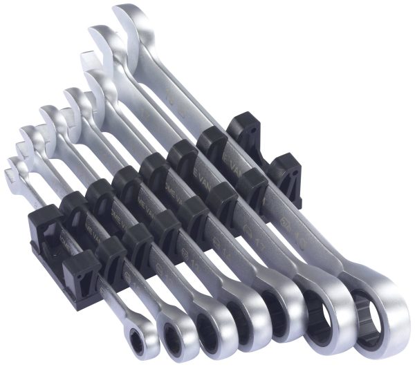 TOOLCRAFT TO-9626412 Zestaw kluczy pierścieniowych z grzechotką 7 szt. Rozmiar klucza (metryczny) (tylko do tytułu) 8 –
