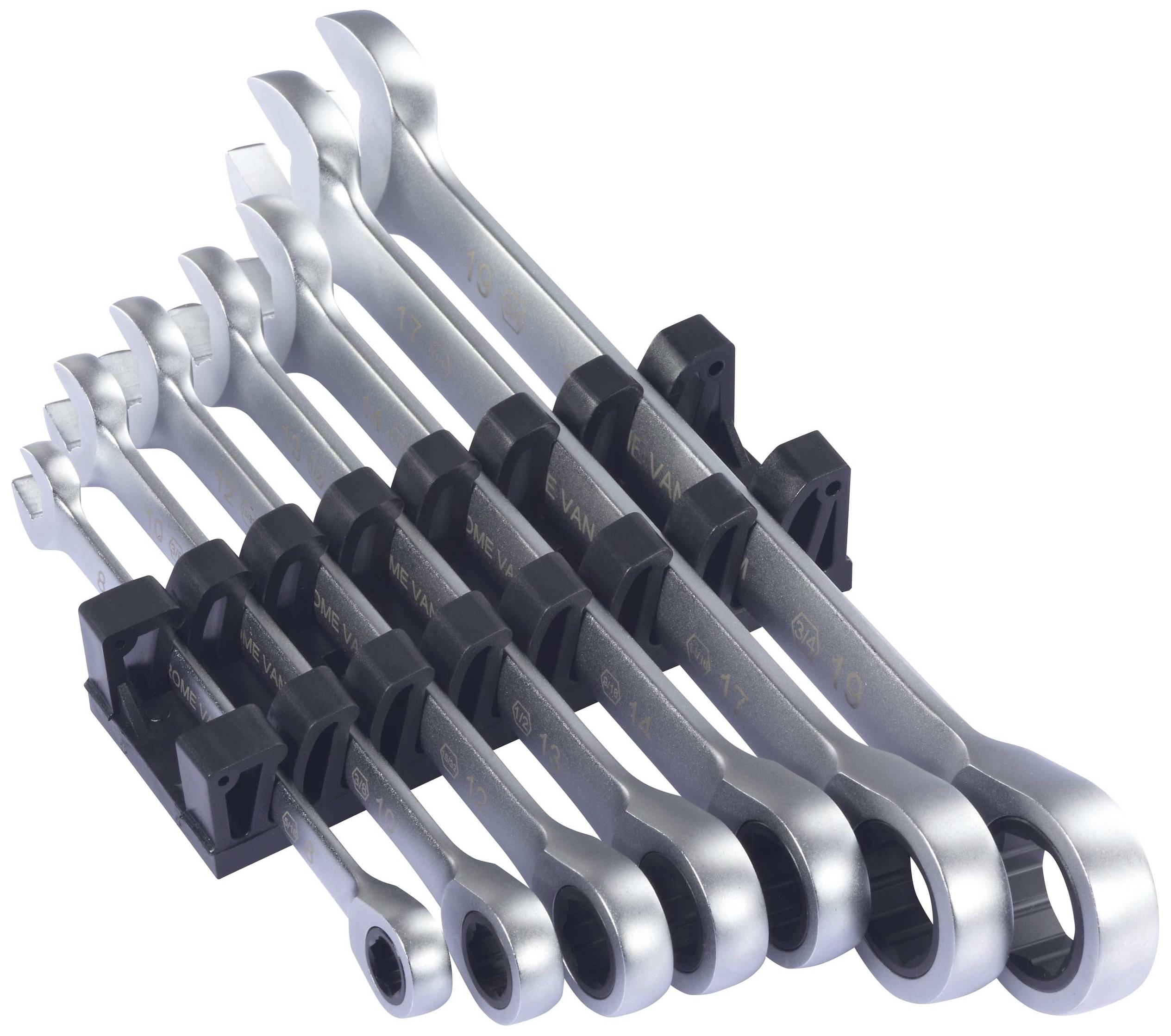 TOOLCRAFT TO-9626412 Zestaw kluczy pierścieniowych z grzechotką 7 szt. Rozmiar klucza (metryczny) (tylko do tytułu) 8 - - obrazek 1