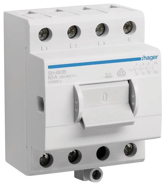 przełącznik kompaktowy 4 styki 63 A 400 V Hager SH463B - obrazek 1