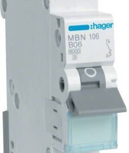 Hager MBN106 MBN106 Wyłącznik automatyczny 1-fazowy 6 A 230 V, 400 V Hager MBN106 MBN106 Wyłącznik automatyczny 1-fazowy 6 A 230 V, 400 V