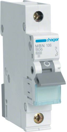 Hager MBN106 MBN106 Wyłącznik automatyczny 1-fazowy 6 A 230 V, 400 V