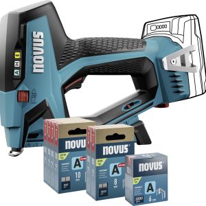 Zszywacz akumulatorowy Novus Tools 031-0373 Rodzaj zszywek Typ 37, Typ 53 Długość zszywek 6 – 14 mm bez akumulatora, bez
