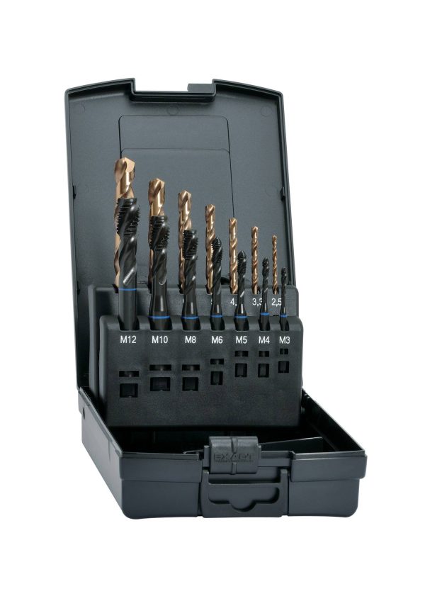 Exact 43679 Komplet gwintowników maszynowych 14 szt. metryczny M1, M4, M5, M6, M8, M10, M12 Cięcie prawostronne DIN 371,