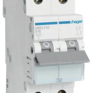 Hager MBN216 Sonstiger Schalter/Taster Wyłącznik automatyczny 2 styki 16 A 400 V Hager MBN216 Sonstiger Schalter/Taster Wyłącznik automatyczny 2 styki 16 A 400 V