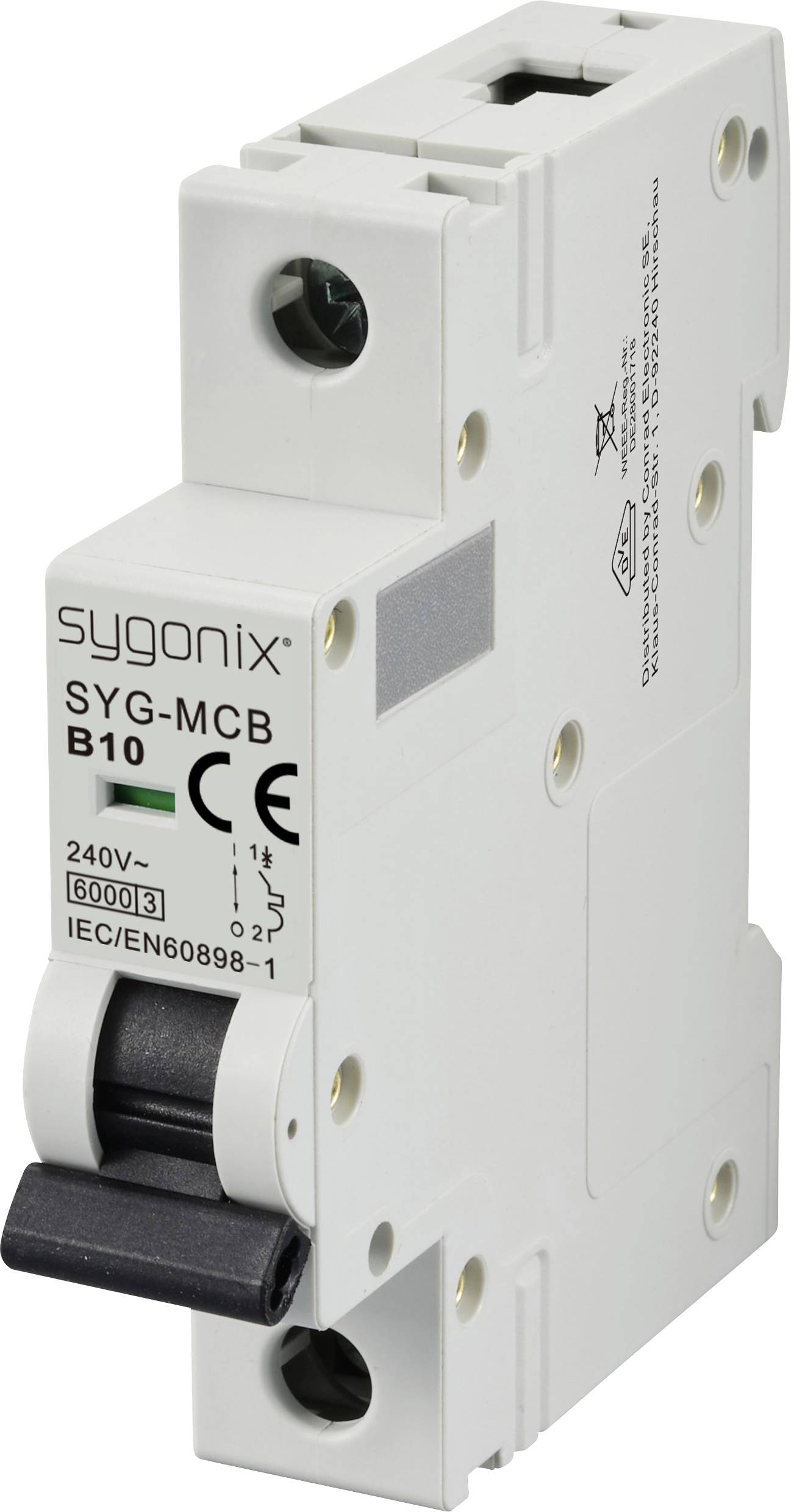 Wyłącznik automatyczny Sygonix SYG-MCB 1P/B10/6KA SY-6440876, 1 styk, 240 V/AC, 10 A - obrazek 1