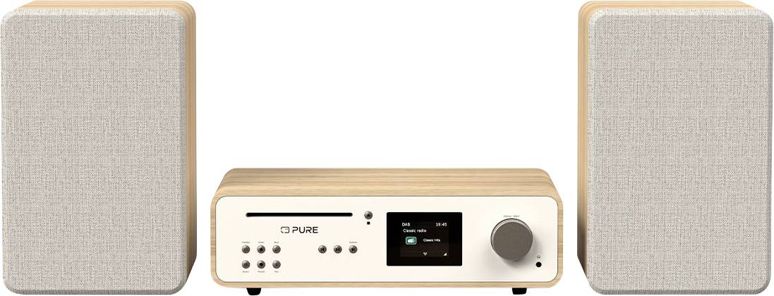 Miniwieża Pure Classic Stereo Cotton White/Oak EU/UK dębowy, biały - obrazek 1
