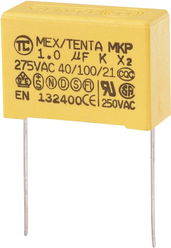 Kondensator przeciwzakłóceniowy MKP-X2 1 µF MKP-X2-1 275 V/AC 10 % Wymiary siatki 27.5 mm (D x S x W) 32 x 13 x 23 mm MK