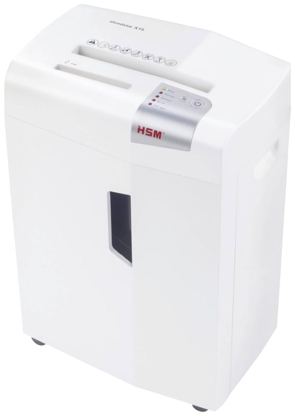 HSM shredstar X15 Niszczarka 15 ark. Cięcie na drobne elem. 4 x 37 mm P-4 26 l Niszczy także płyty CD, płyty DVD, zszywk HSM shredstar X15 Niszczarka 15 ark. Cięcie na drobne elem. 4 x 37 mm P-4 26 l Niszczy także płyty CD, płyty DVD, zszywk