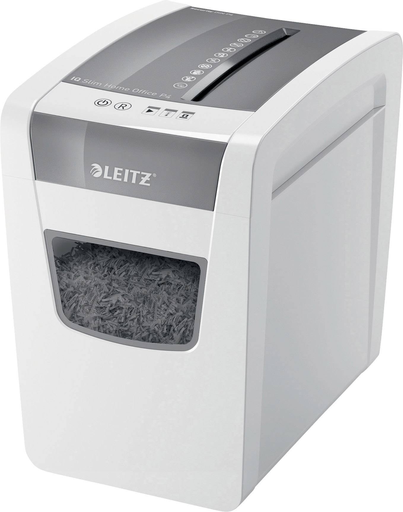 Leitz IQ Slim Home Office P4 Niszczarka 15 ark. Cięcie na drobne elem. 4 x 28 mm P-4 23 l Niszczy także zszywki, spinacz - obrazek 1