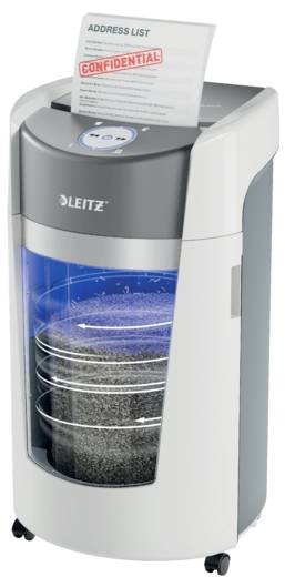 Leitz IQ OptiMax Office P5 Niszczarka 10 ark. Mikronacięcia 2 x 15 mm P-5 35 l Niszczy także spinacze do papieru, zszywk - obrazek 1