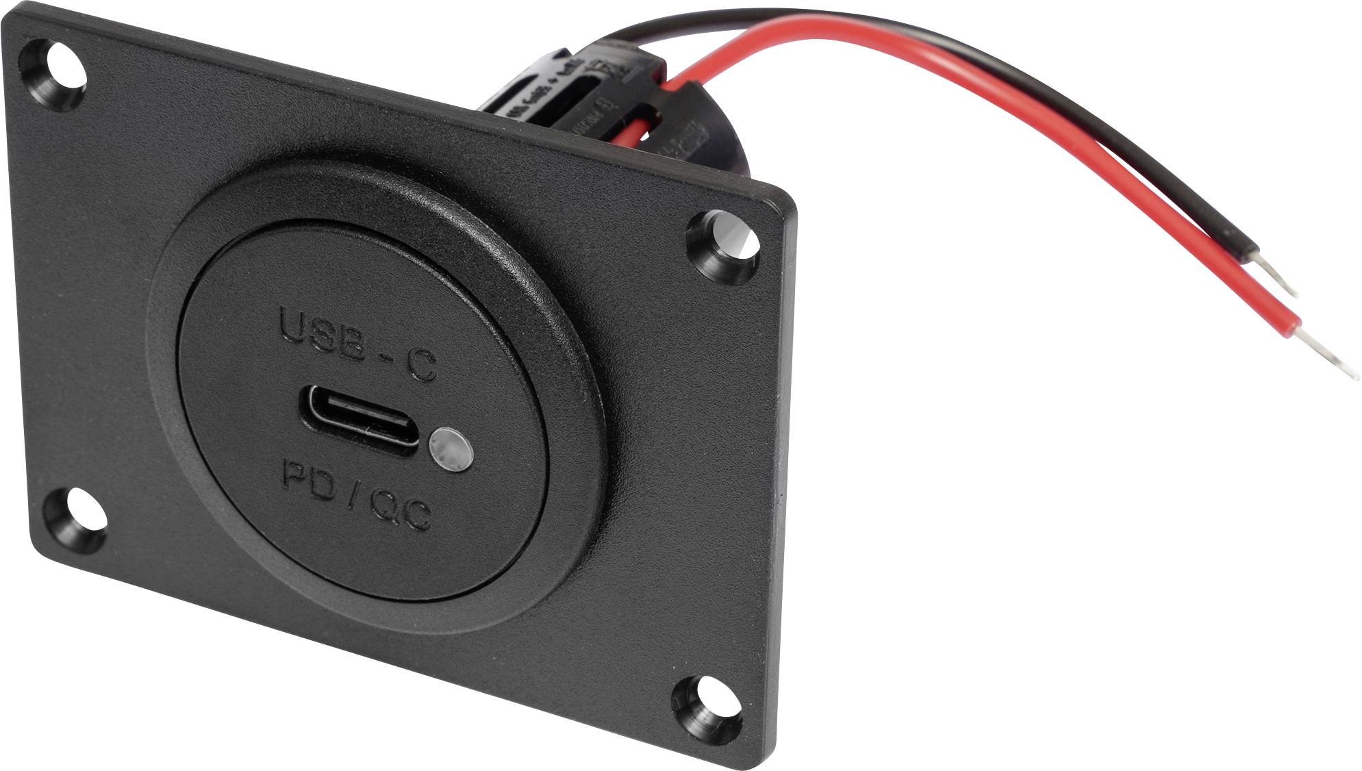 Wbudowane gniazdo zasilania USB-C PD/QC z diodą LED + płytka montażowa ProCar Power USB-C Einbausteckdose PD/QC mit LED - obrazek 1