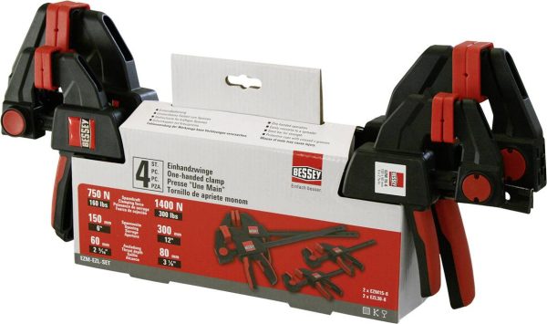 Bessey EZM-EZL-Set Ścisk jednoręczny Maksymalna szerokość mocowania:300 mm Posuw:80 mm