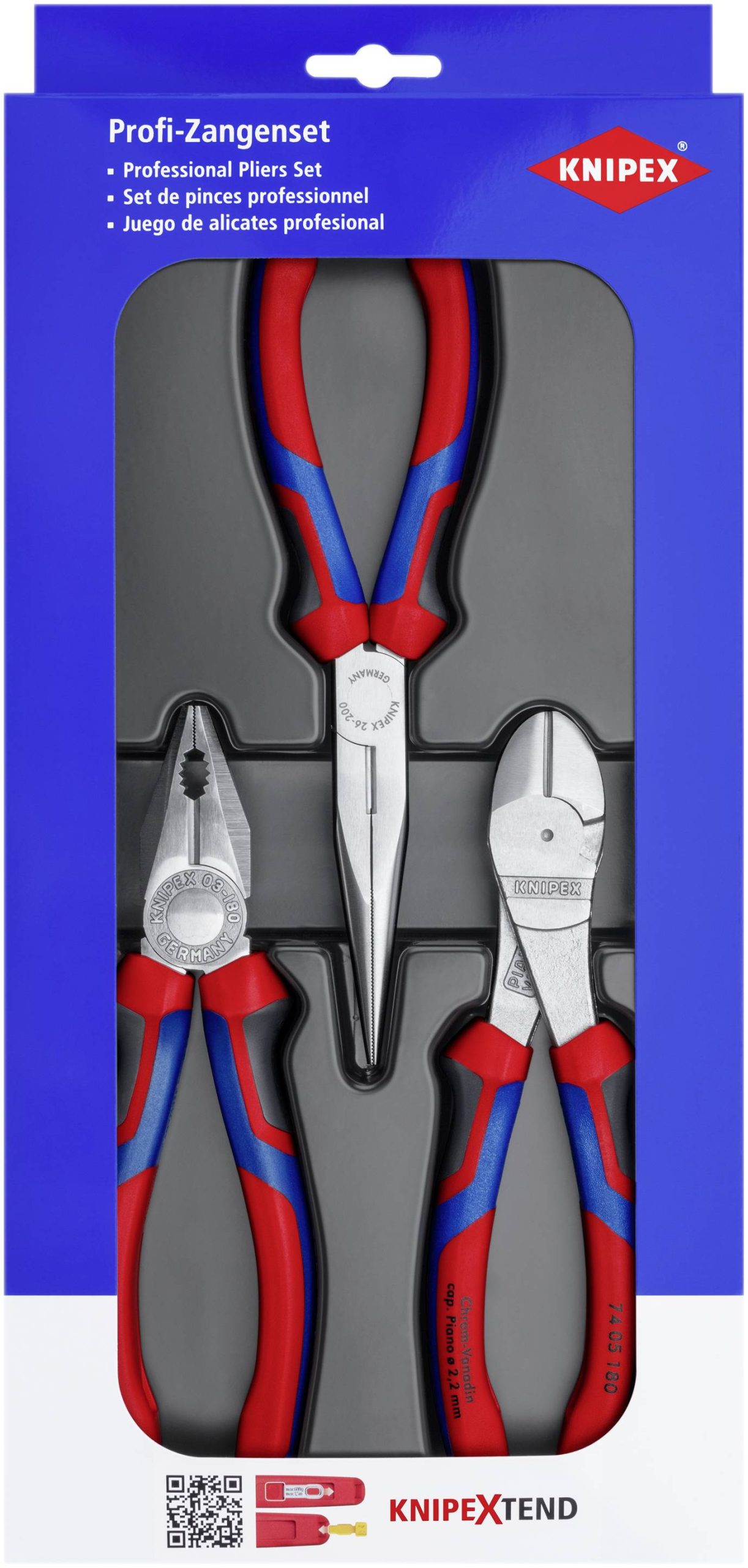 Zestaw szczypiec Knipex 00 20 11 V01, do warsztatu, 3 szt. - obrazek 1