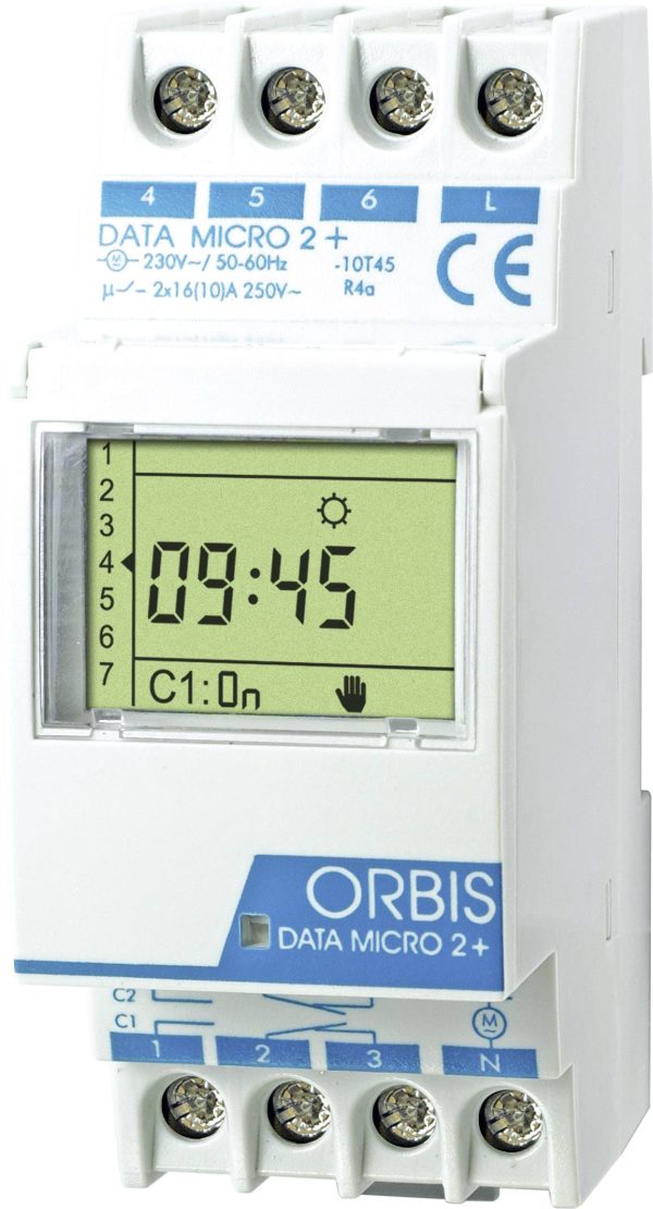 ORBIS Zeitschalttechnik DATA MICRO-2 + 230 V Przekaźnik czasowy na szynę DIN cyfrowy 250 V/AC