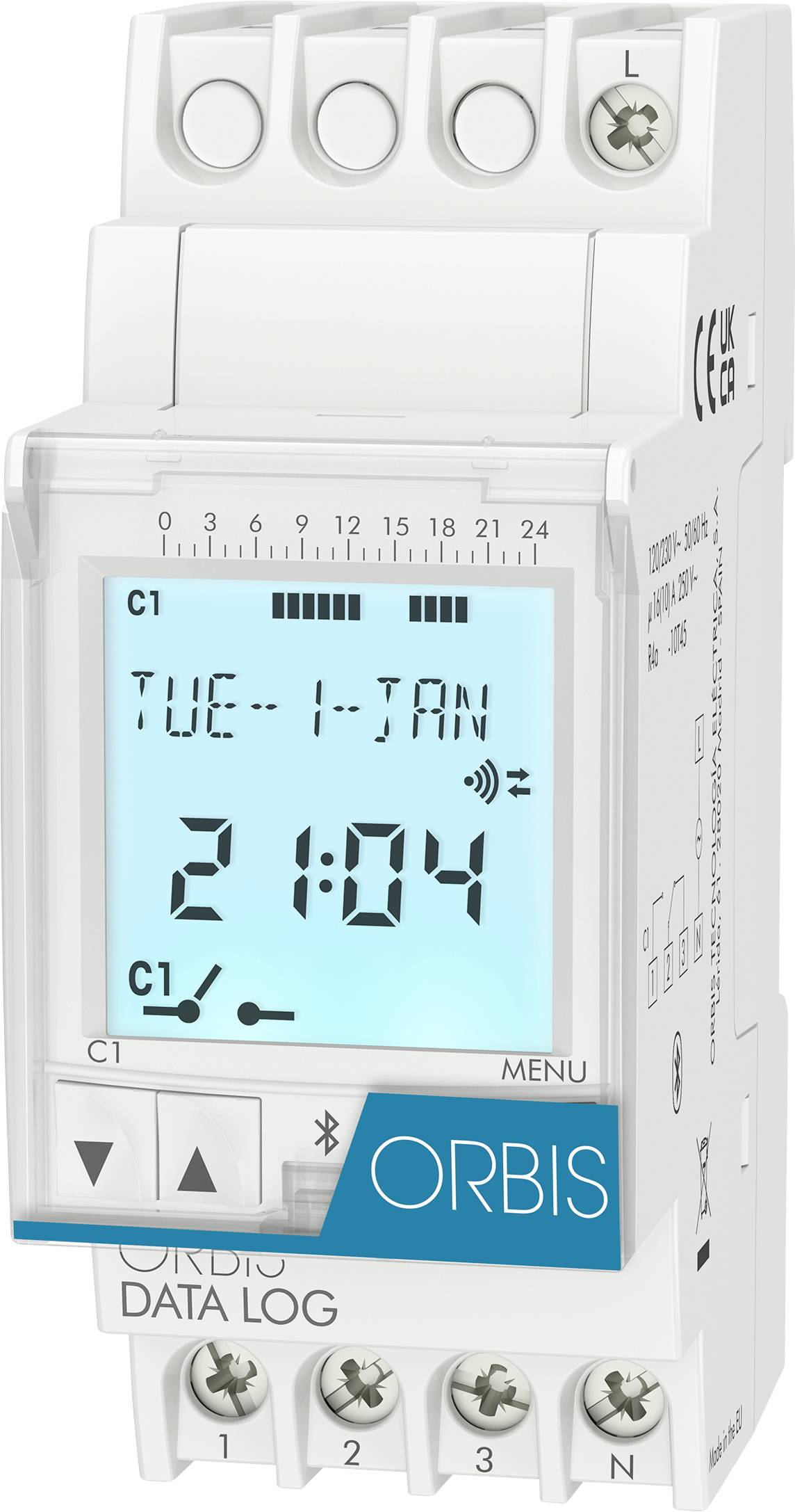 ORBIS Zeitschalttechnik DATA LOG 230 V Przekaźnik czasowy na szynę DIN cyfrowy 250 V/AC - obrazek 1