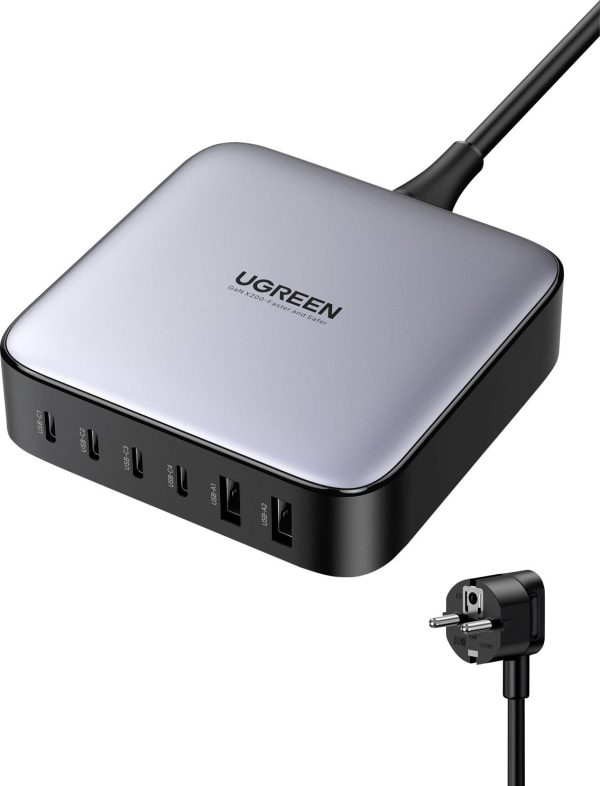 UGREEN 40914 Zasilacz/Zasilanie 200 W złącze żeńskie USB-A 2.0, złącze żeńskie USB-A 2.0, złącze żeńskie USB-C, złącze ż
