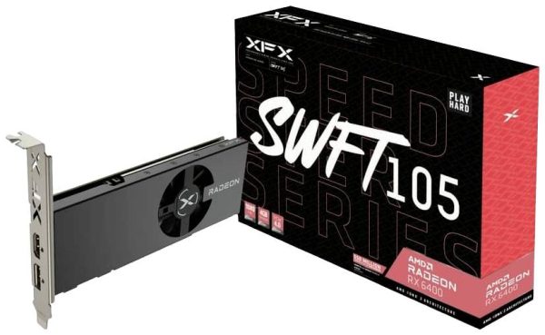 XFX Karta graficzna AMD Radeon RX 6400 SWFT105 Gaming 4 GB GDDR6-RAM PCIe HDMI, DisplayPort Niskoprofilowa, AMD FreeSync