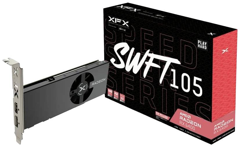 XFX Karta graficzna AMD Radeon RX 6400 SWFT105 Gaming 4 GB GDDR6-RAM PCIe HDMI, DisplayPort Niskoprofilowa, AMD FreeSync - obrazek 1