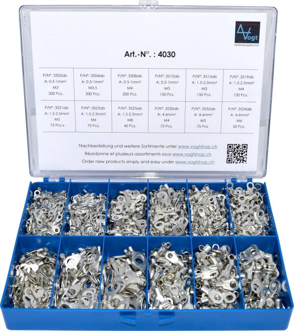 Vogt Verbindungstechnik 4030 Zestaw końcówek oczkowych 0.50 mm² 6 mm² srebrny 1440 szt.
