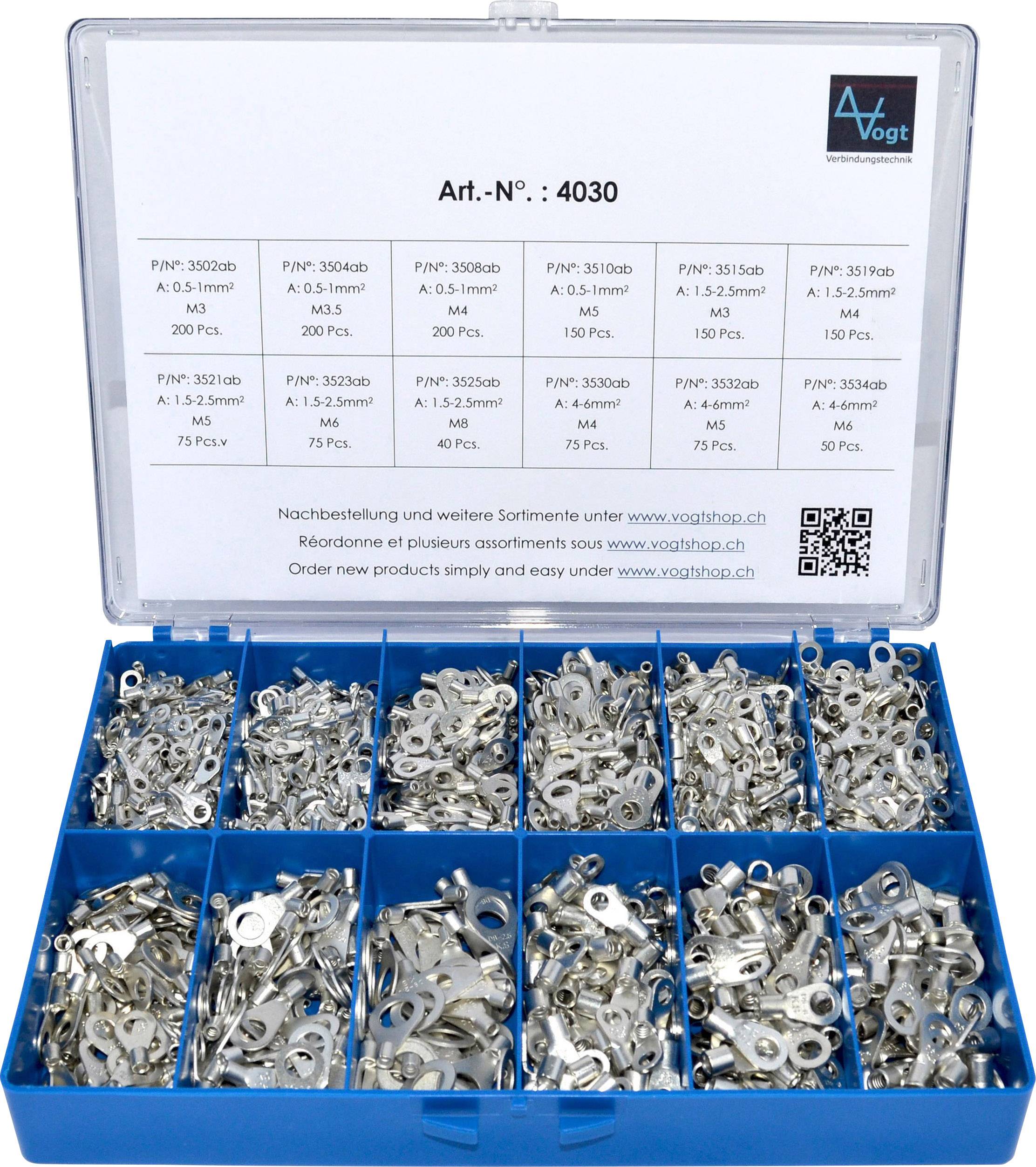 Vogt Verbindungstechnik 4030 Zestaw końcówek oczkowych 0.50 mm² 6 mm² srebrny 1440 szt. - obrazek 1