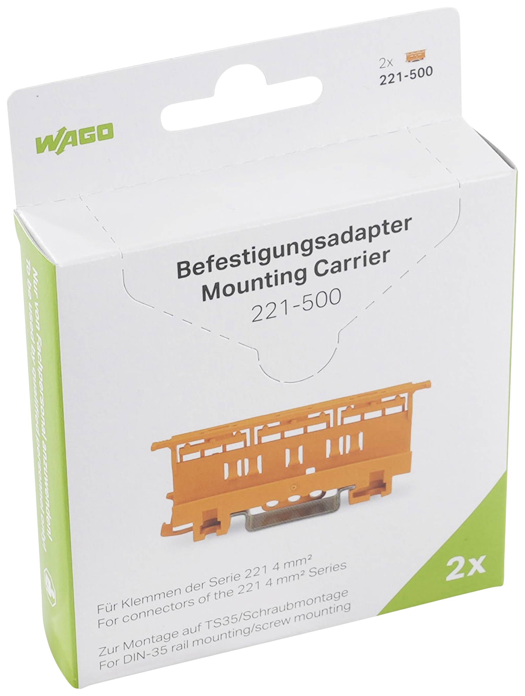 WAGO 221-500 Serie 221 Adapter mocujący czysty pomarańczowy 2 szt. - obrazek 1