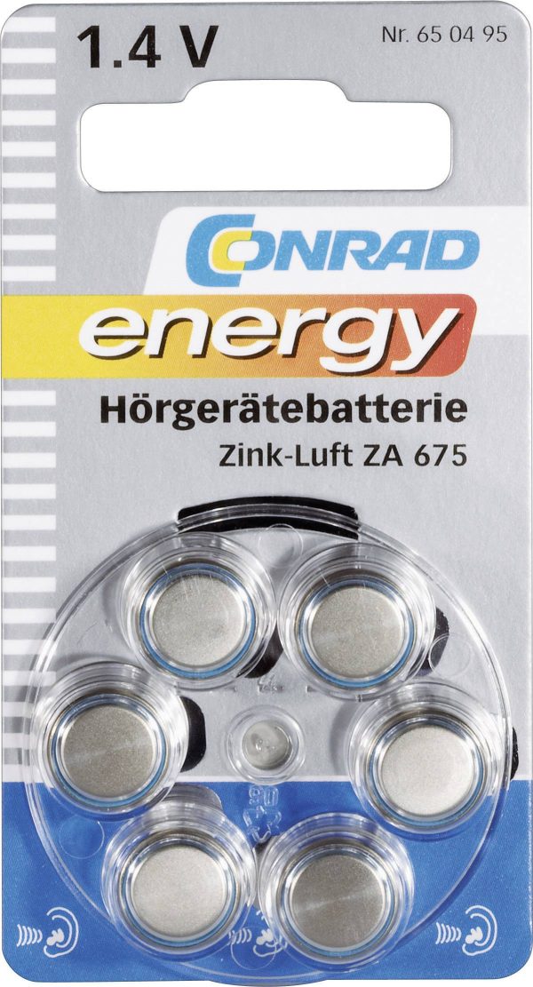 Ogniwo guzikowe ZA 675 Conrad energy 1.4 V 6 szt. 630 mAh cynkowo-powietrzne