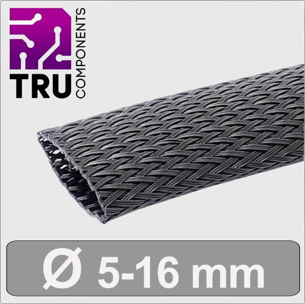 TRU COMPONENTS TC-13377548 T24CA103 Wąż zbrojony czarny poliester 5 do 16 mm Produkty w metrach bieżących
