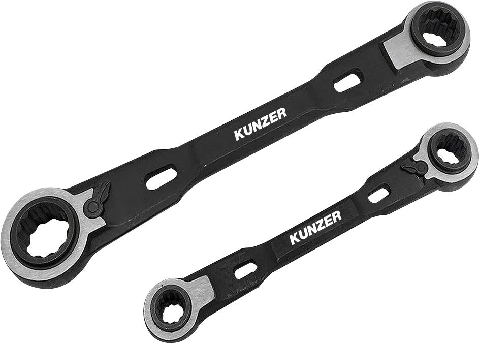Kunzer 7RRS02 Zestaw kluczy płasko-oczkowych z grzechotką 4 x Rozmiar klucza (metryczny) (tylko do tytułu) 8 - 19 mm - obrazek 1