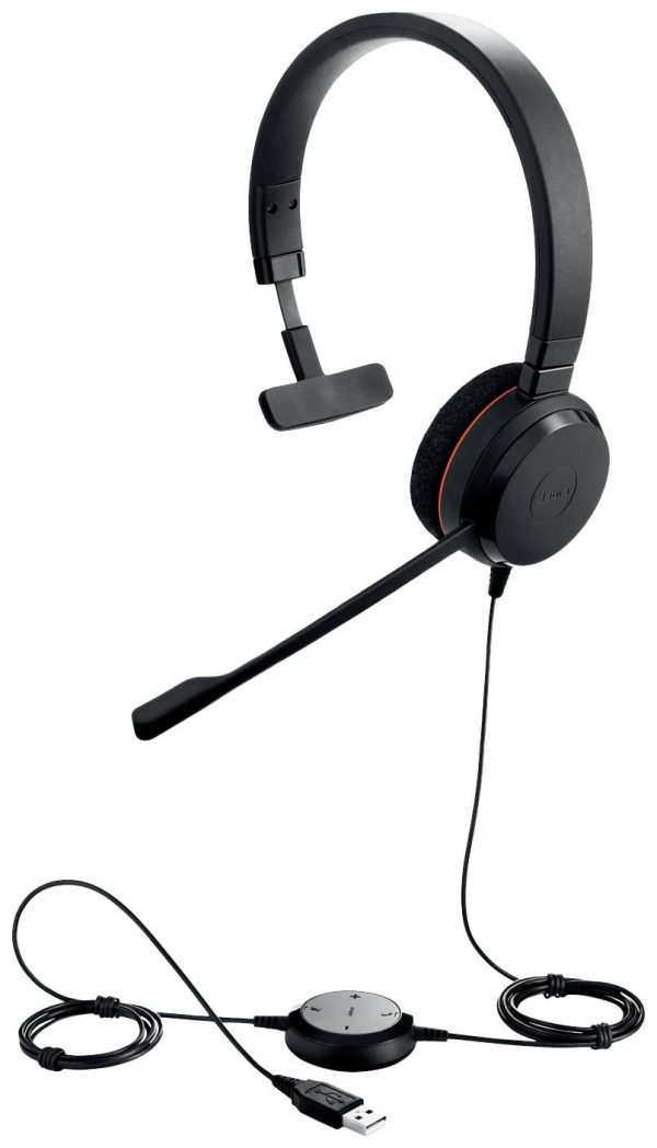 Jabra Evolve 20 Słuchawki nauszne przewód Mono czarny redukcja szumów mikrofonu zestaw słuchawkowy, regulacja głośności