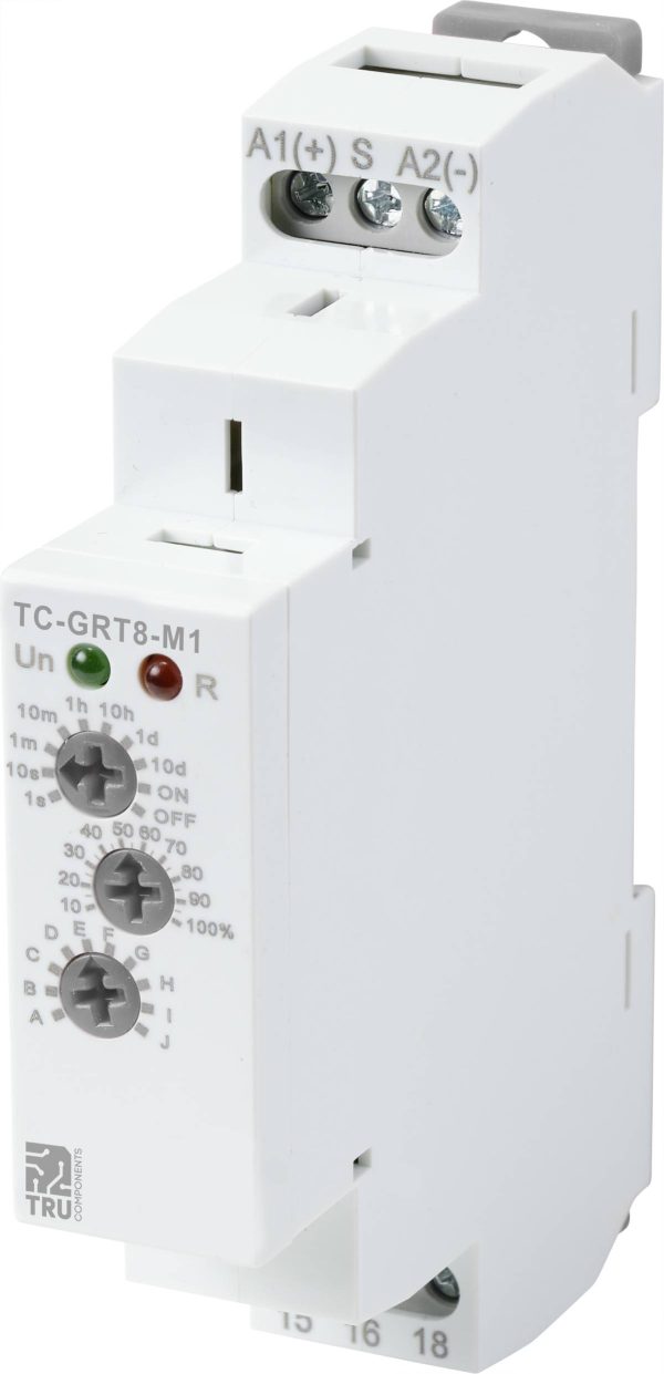TRU COMPONENTS TC-9963308 Przekaźnik czasowy, 1 s – 10 dni, 250 V/AC, 16 A, 1 szt.